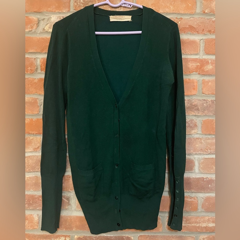 Zara Forest Green Long Cardigan